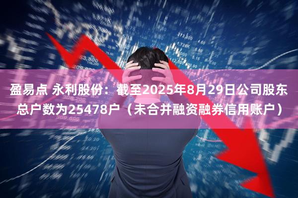 盈易点 永利股份：截至2025年8月29日公司股东总户数为25478户（未合并融资融券信用账户）